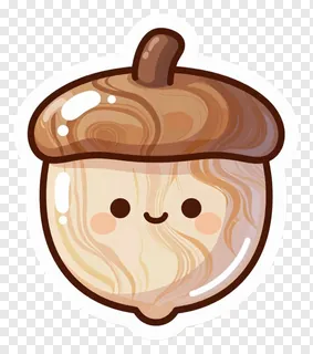 A smiling acorn with a glass marbled pattern.