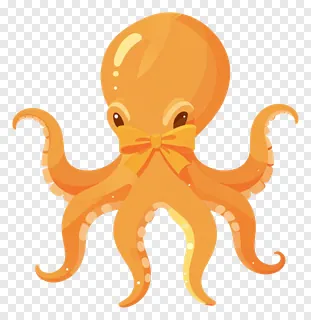 A cartoon octopus wearing a bow tie and glowing.