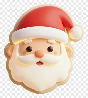 A glowing 3D Santa Claus face with a red hat.