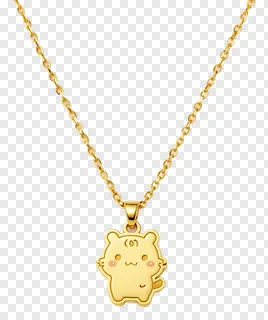 Gold necklace with a cute animal-shaped pendant.