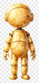 A golden, bubble-textured agent character standing front-facing.