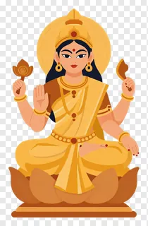 Goddess Lakshmi statue sitting on a lotus flower.