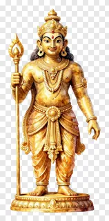 Golden Ravana effigy standing with staff.