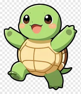 A cute green turtle dancing happily.