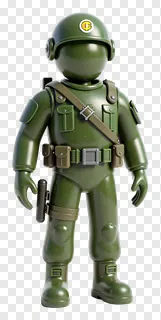 Olive green game soldier character in full gear.