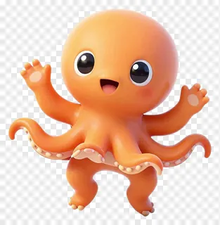 Orange octopus dancing and waving arms