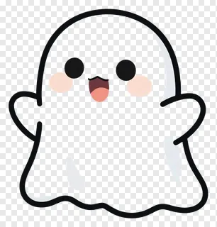 A cute ghost with a smiling open mouth and rosy cheeks.
