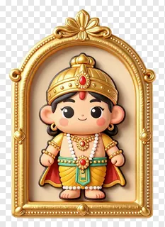 Cartoon Ram idol in a golden frame.