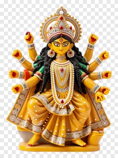 Golden statue of eight-armed goddess Durga.
