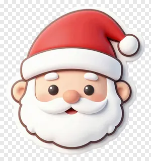 A 3D-rendered Santa Claus face wearing a red hat.