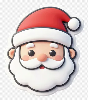 Cartoon Santa Claus face wearing a 3D-rendered red hat.