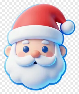 Santa Claus face with blue gradient outline
