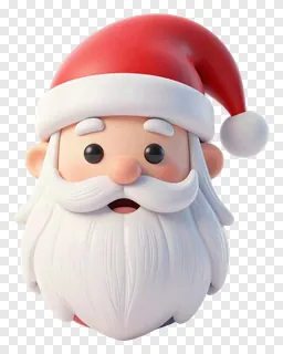 Santa Claus face with a white beard and red hat.