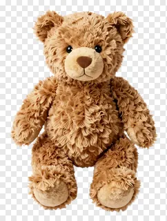 A shaggy brown teddy bear toy sitting upright.