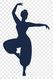 A dark blue Garba dancer in motion.