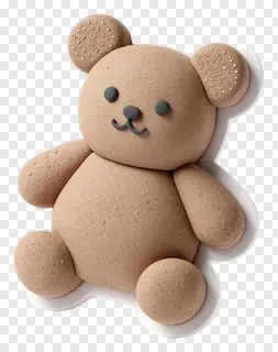A sitting clay bear idol with textured surface.