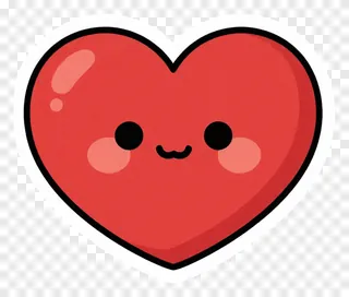 A cute red heart with a smiling face.