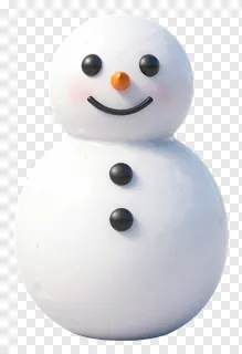 A smiling snowman with black buttons and an orange nose.