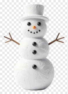 A decorative snowman with an embossed hat and twig arms.