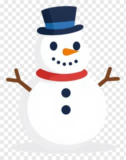 Snowman with blue hat and orange nose.