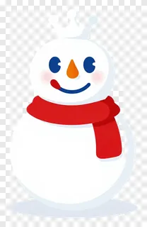 A cute snowman wearing a red scarf and a crown.