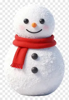 A smiling snowman wearing a red scarf with frost texture.