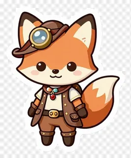 A cartoon fox wearing steampunk explorer outfit with goggles.