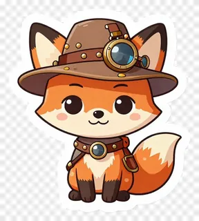 A cartoon fox in steampunk explorer gear.