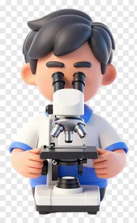 Cartoon student looking through a microscope.