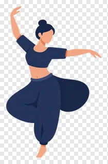 Garba dancer wearing dark blue attire dancing dynamically.