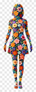 A woman's silhouette decorated with bright, multicolored flowers.