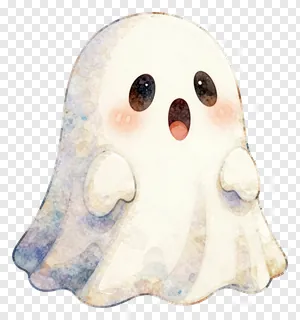 A cute ghost with watercolor texture and soft edges.