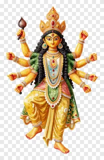 Eight-armed golden Durga goddess statue