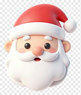 A 3D-rendered Santa Claus head wearing a red hat.
