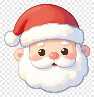 A cute cartoon Santa Claus face wearing a red hat.