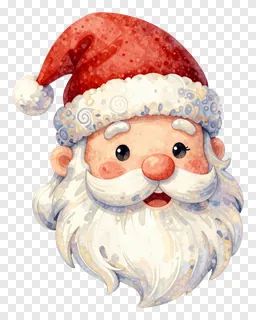 A watercolor illustration of Santa Claus's face.
