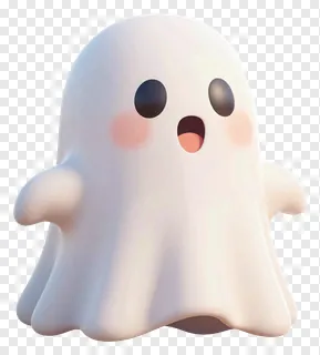 A cute, glossy white ghost with rosy cheeks.