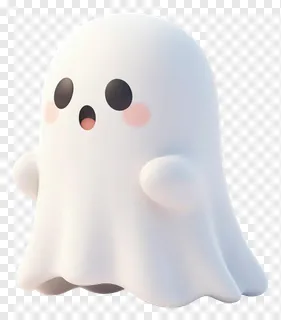 A cute white ghost with rounded hands.