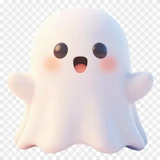 A cute, white ghost with pink cheeks and big eyes.