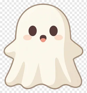 A cute, rounded ghost with soft peach cheeks.