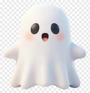 A cute white ghost with glossy finish and rosy cheeks.