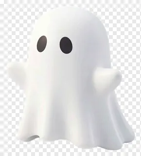 A white ghost with black eyes and a smooth surface.