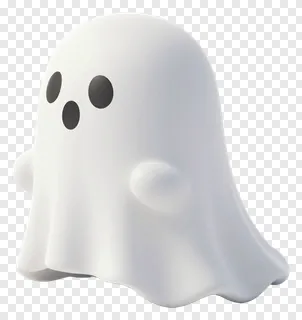 A cute white ghost with glossy material and black eyes.