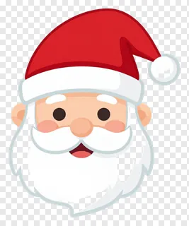 A cartoon Santa Claus face with a red hat and white beard.