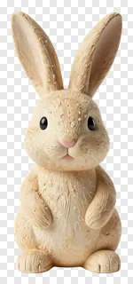 A wooden-textured sitting Easter bunny figurine.