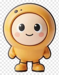 A yellow cartoon character toy with a smiling face.