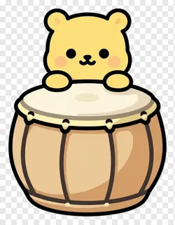 A cartoon bear sitting on a tabla drum.