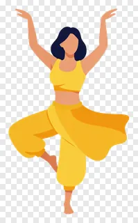A yellow lehenga Garba dancer in a dynamic pose.