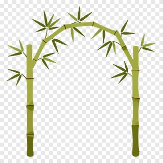 Bamboo twig arch with green leaves.