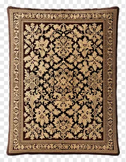 A traditional Bengali alpona pattern with gold floral designs on a dark brown field.